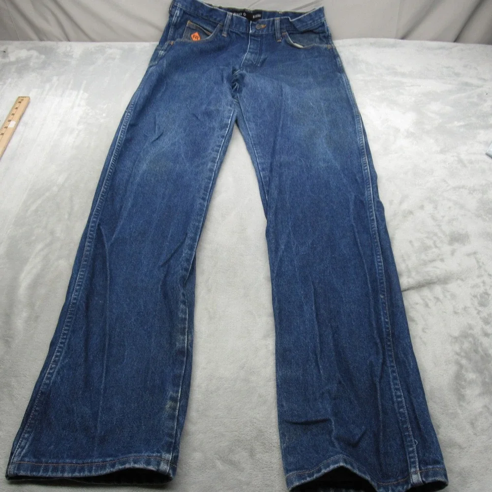 Wrangler FR Jeans Mens 32x37 Dark Wash Denim Flame Resistant Relaxed Fit Bootcut